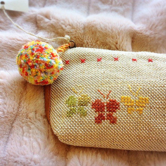 Tan Pencil Case with Pom Pom - Picture 3 of 8